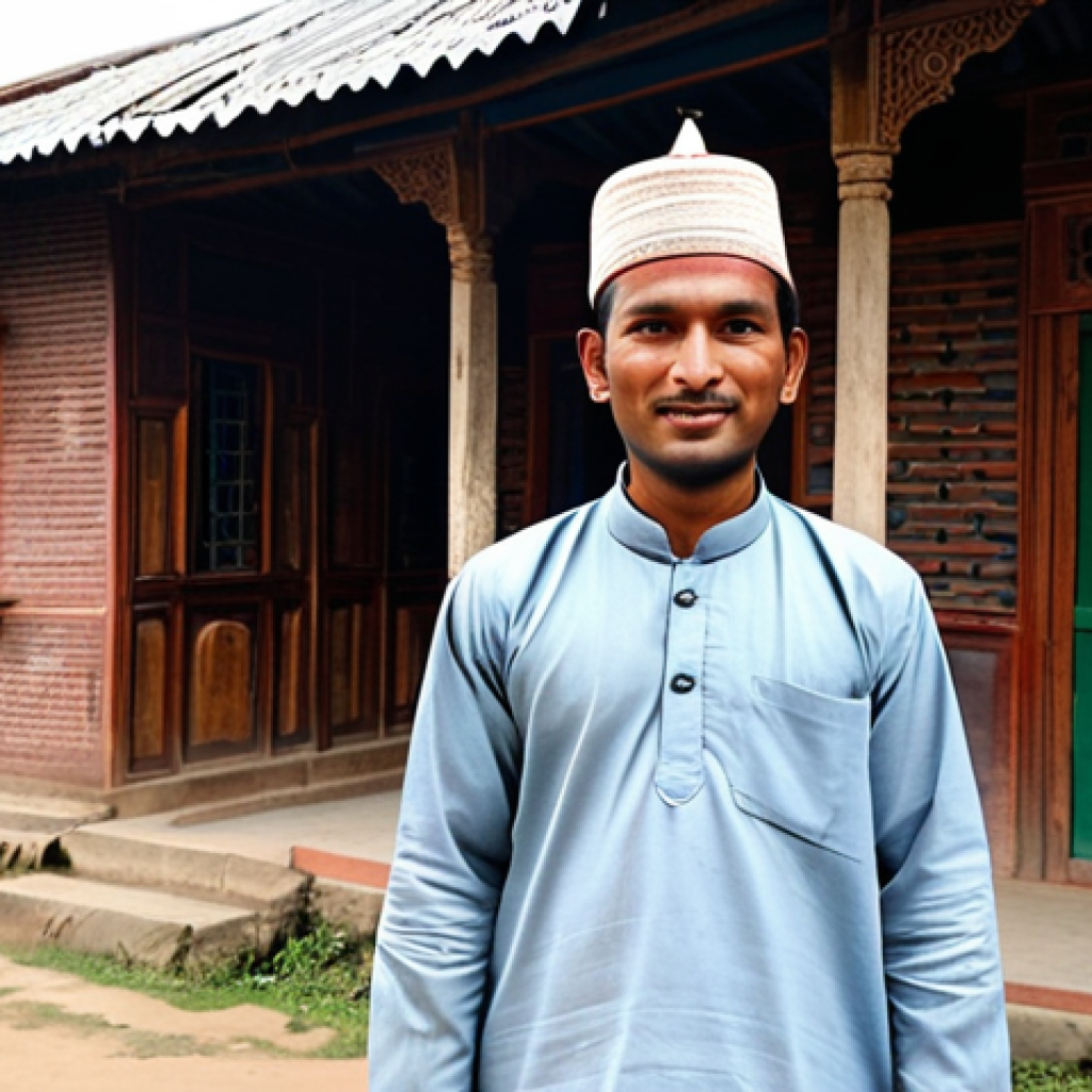 **

"A Nepali man wearing a Dhaka topi, fully clothed in a modest kurta, standing in front of a traditional Nepali house, appropriate attire, safe for work, perfect anatomy, natural proportions, professional portrait, high quality, family-friendly."

**