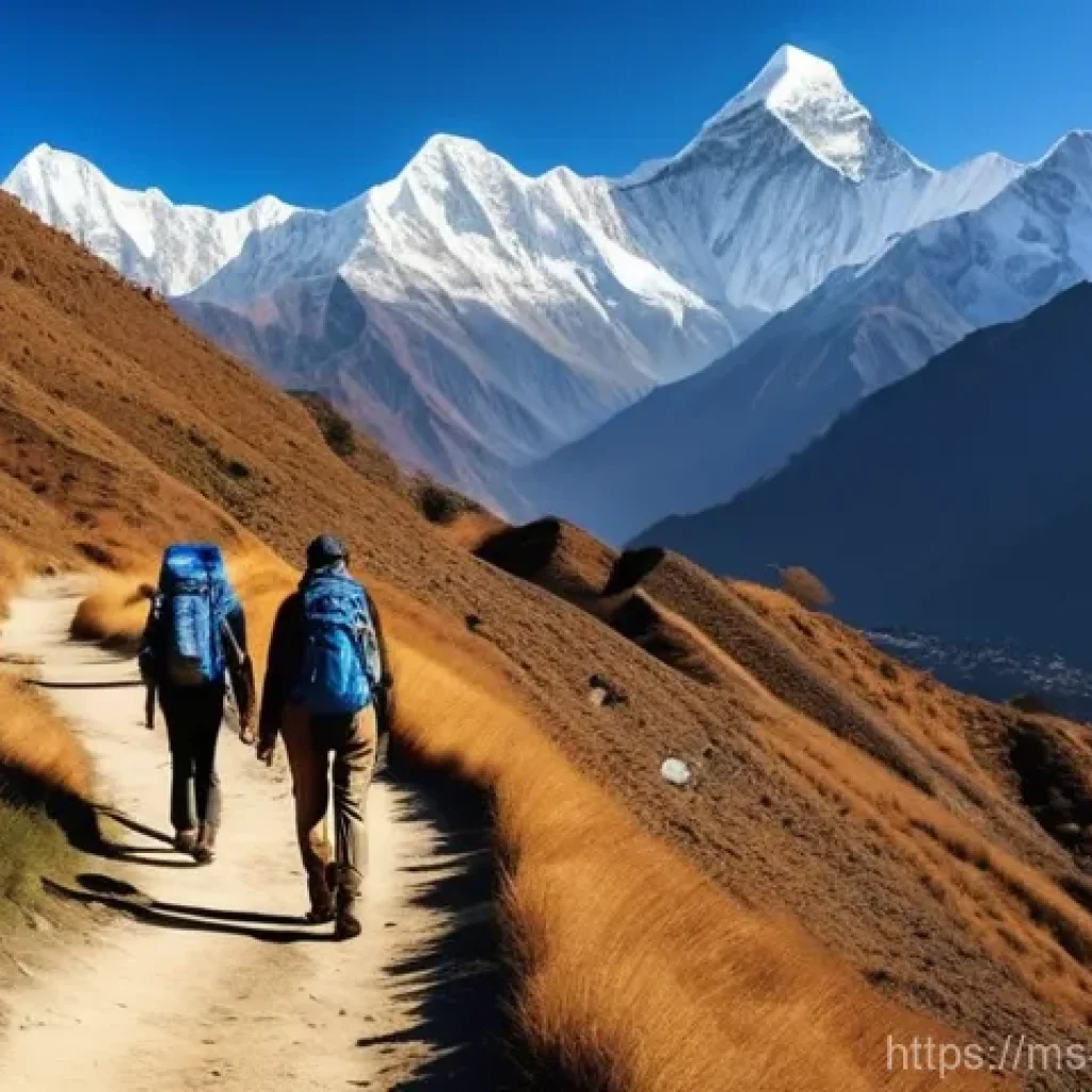 네팔의 우기와 건기 - **"Golden Autumn Himalayas"**: A breathtaking panoramic view of the Nepalese Himalayas during autumn...