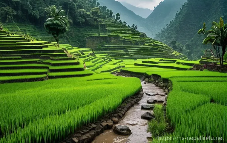 네팔의 우기와 건기 - **"Spring Rhododendron Trail"**: A vibrant and enchanting scene on a trekking path in Nepal during s... 네팔의 우기와 건기 - **"Spring Rhododendron Trail"**: A vibrant and enchanting scene on a trekking path in Nepal during s...